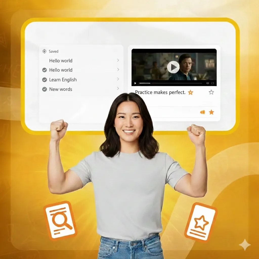 Save and review vocabulary from movies